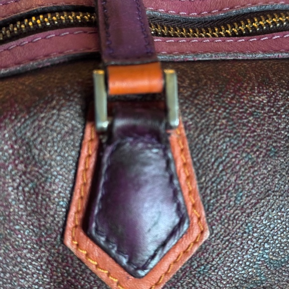 ETRO Papillon Shoulder Paisley Barrel Bag / Purse w/ Orange & Purple details EUC - Picture 6 of 13